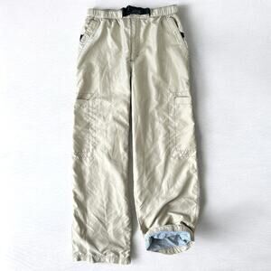 VTG Y2K Old Navy Fleece Lined Baggy Cargo Pant Mens M Beige Windbreaker Skater